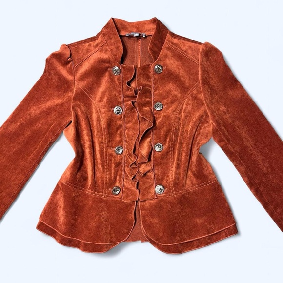 Grunge Orange Ruffle Military Jacket by Cass! - Picture 2 of 7